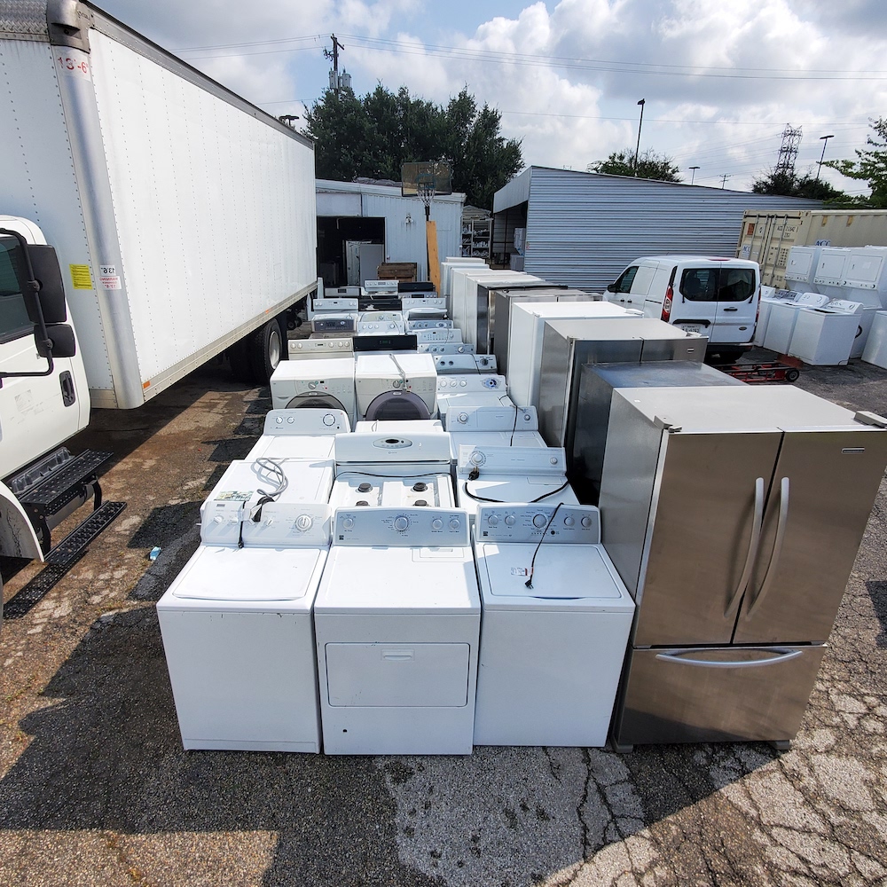 Example of a used appliance truckload we recently sold to a member in our wholesale program.